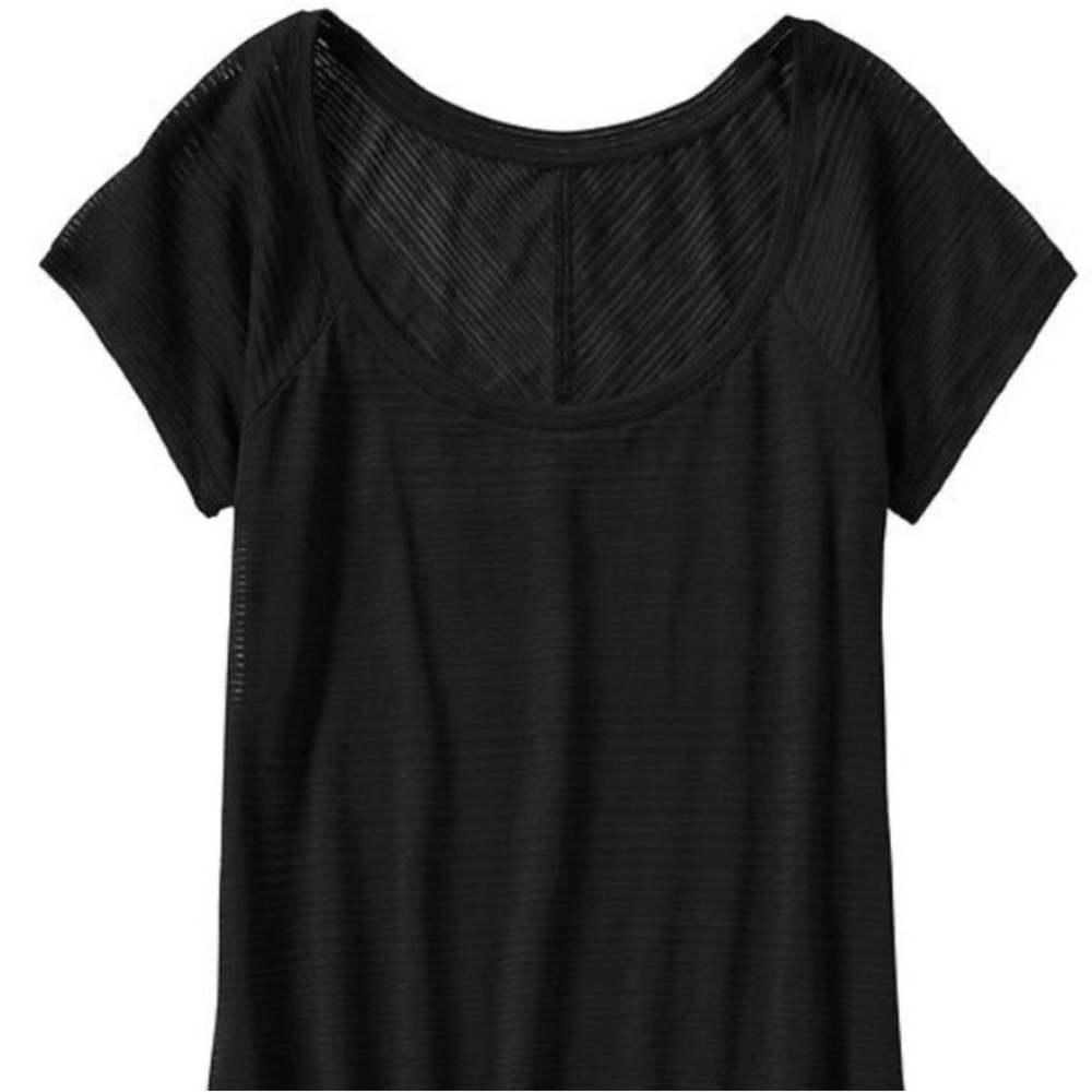 NWT Athleta Illuminate Tee Black Semi-Sheer Sz S